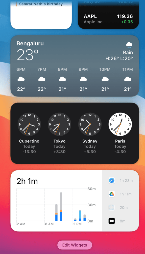 macOS Big Sur Widgets