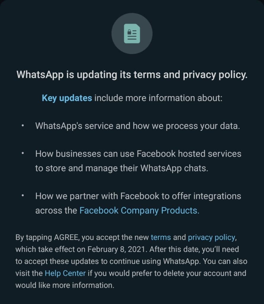 WhatsApp new privacy policy