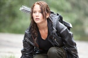 Jennifer Lawrence as Katniss Everdeen in The Hunger Games