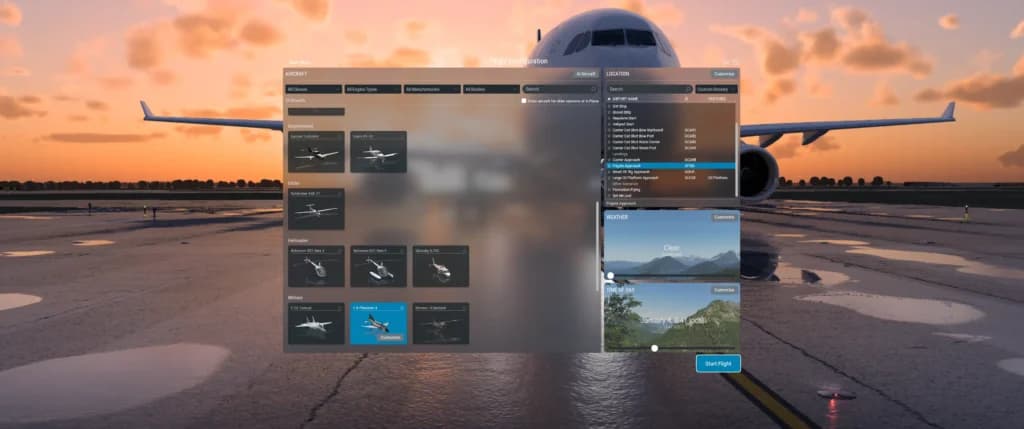 x-Plane 12 plane list