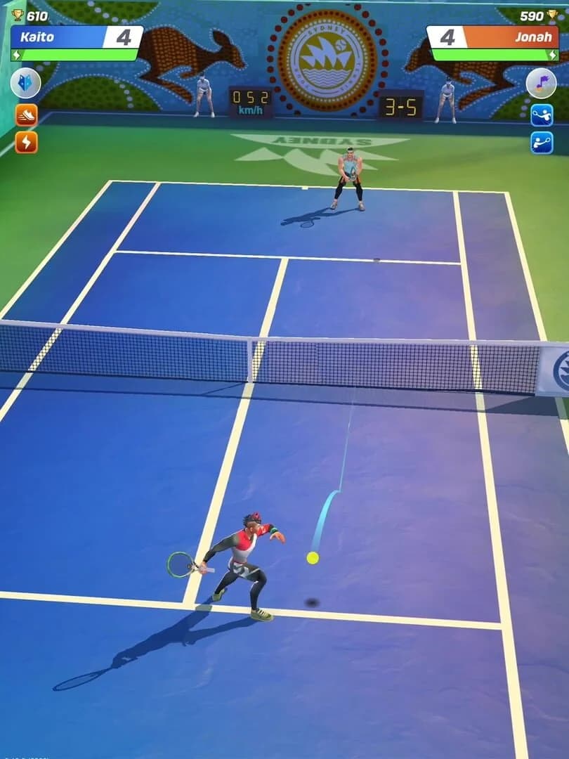 Tennis Clash gameplay with on-court action