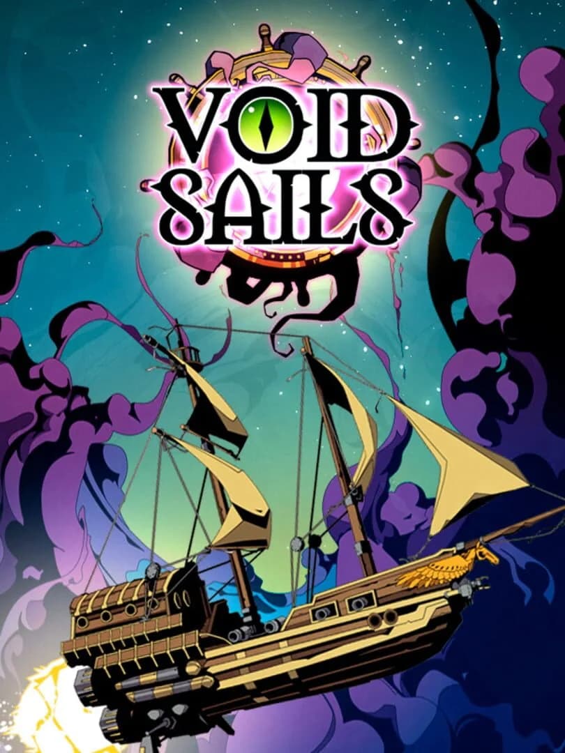 Void Sails key art – a flying ship navigating cosmic storms