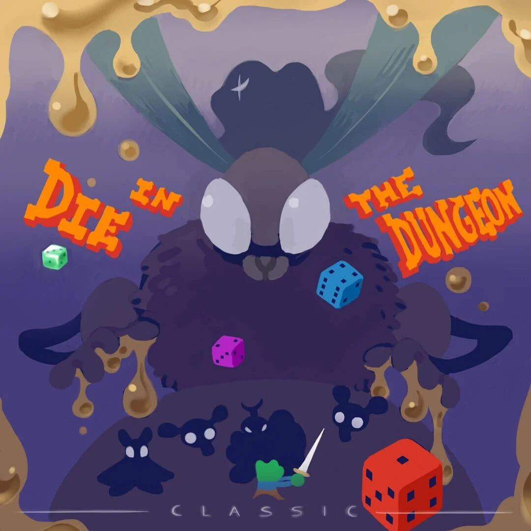 Die in the Dungeon combat grid with dice and potion icons