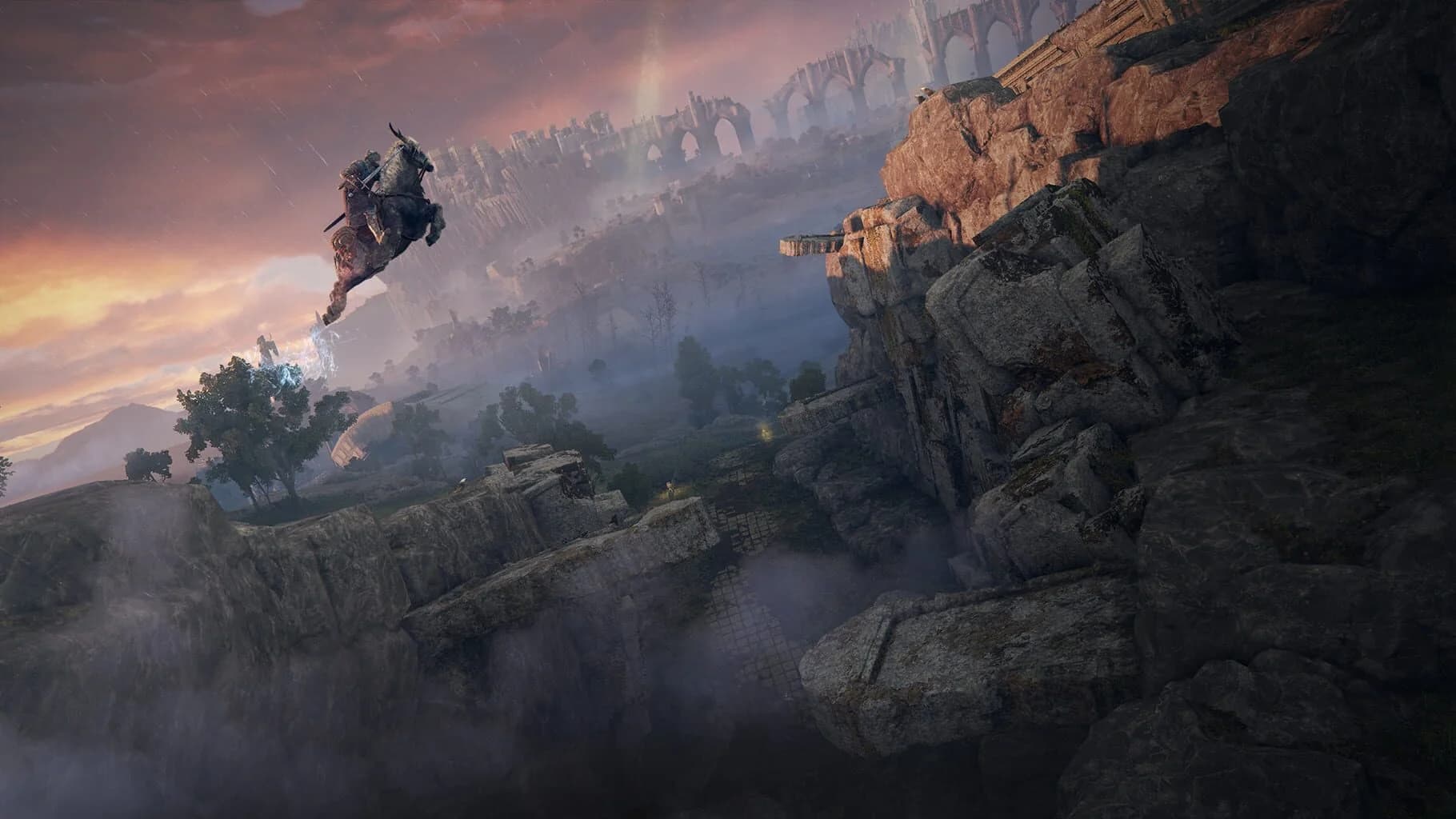 Elden Ring character overlooking a vast open world landscape