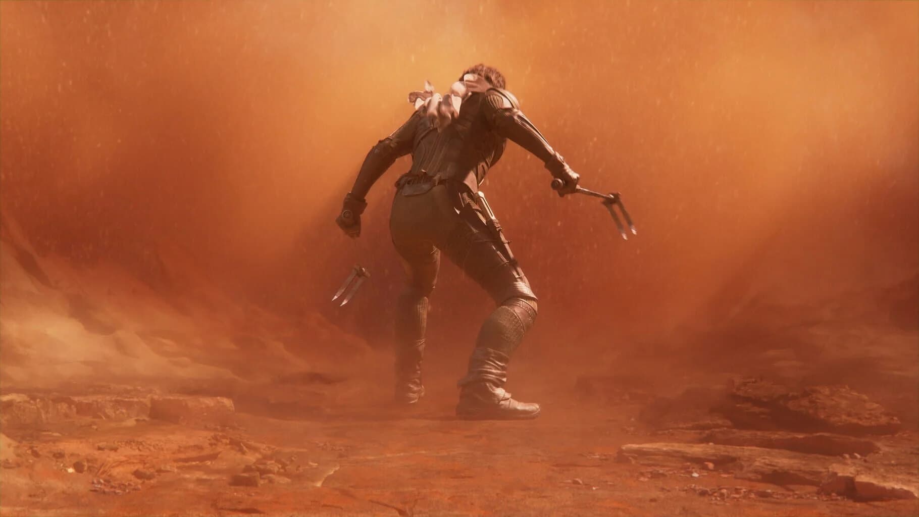 Players battling creatures and each other in Dune Awakening