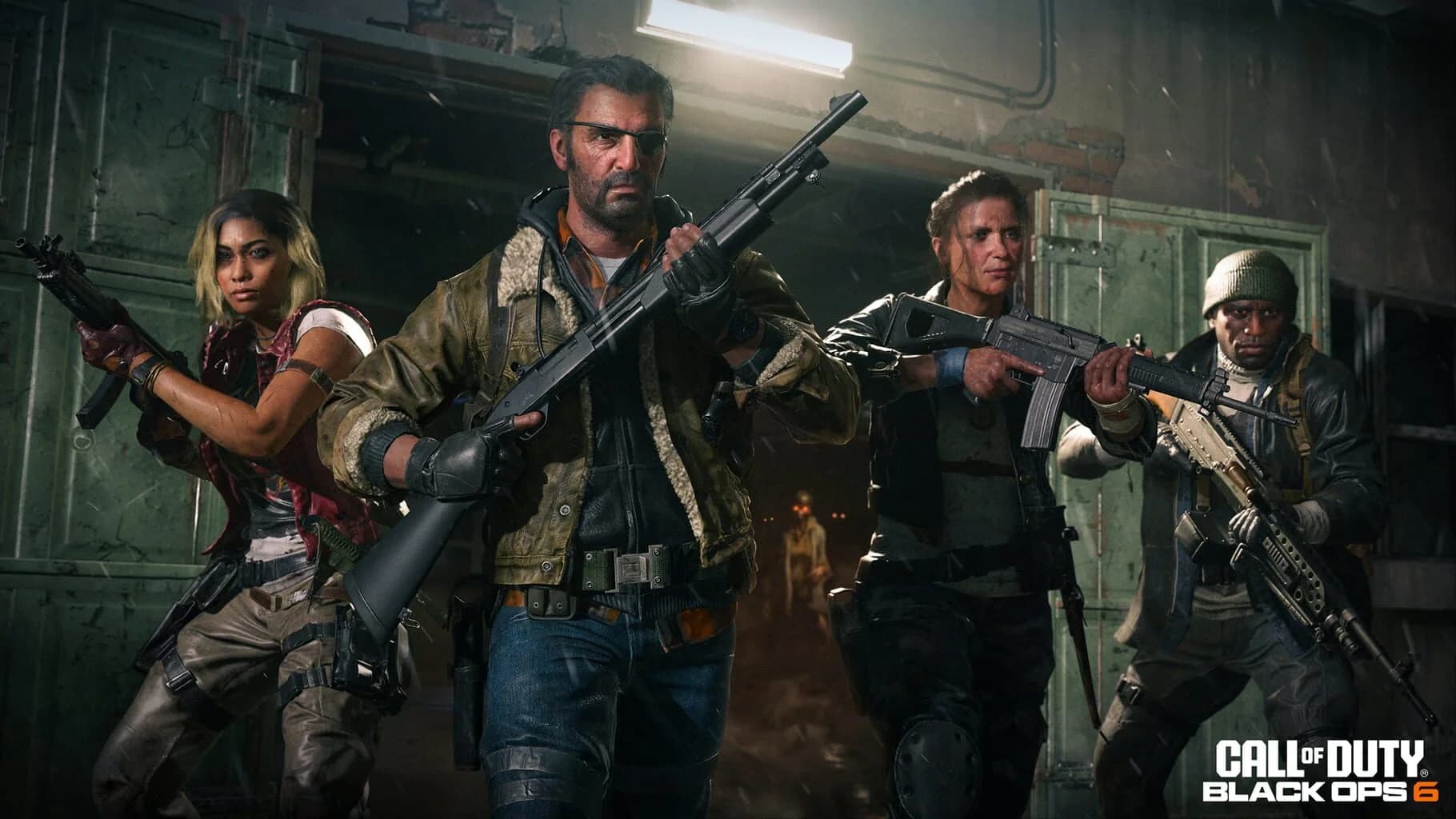 Player sprinting through a war-torn map, neon elements highlight new content