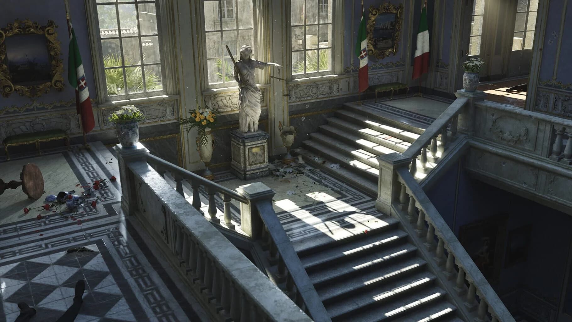 Dramatic confrontation scene from Mafia: The Old Country, showcasing narrative and visual design.