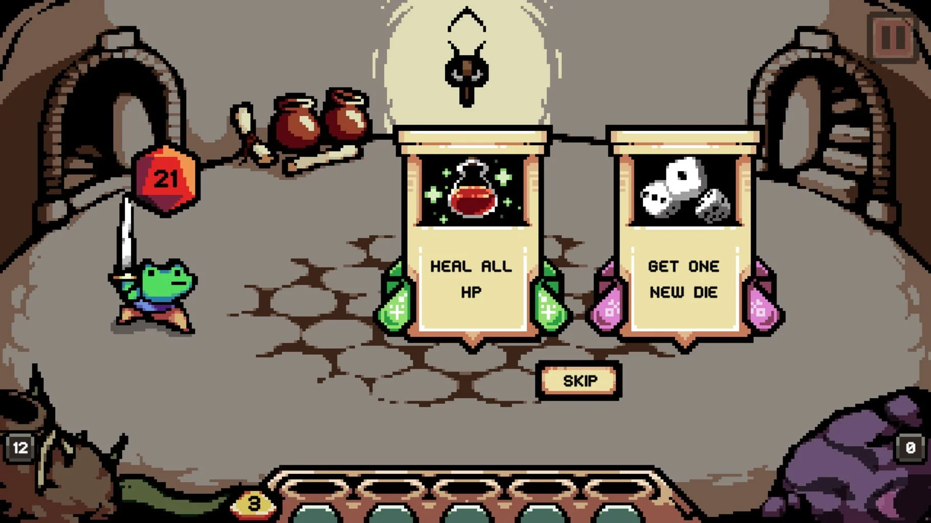 Potion selection menu in Die in the Dungeon