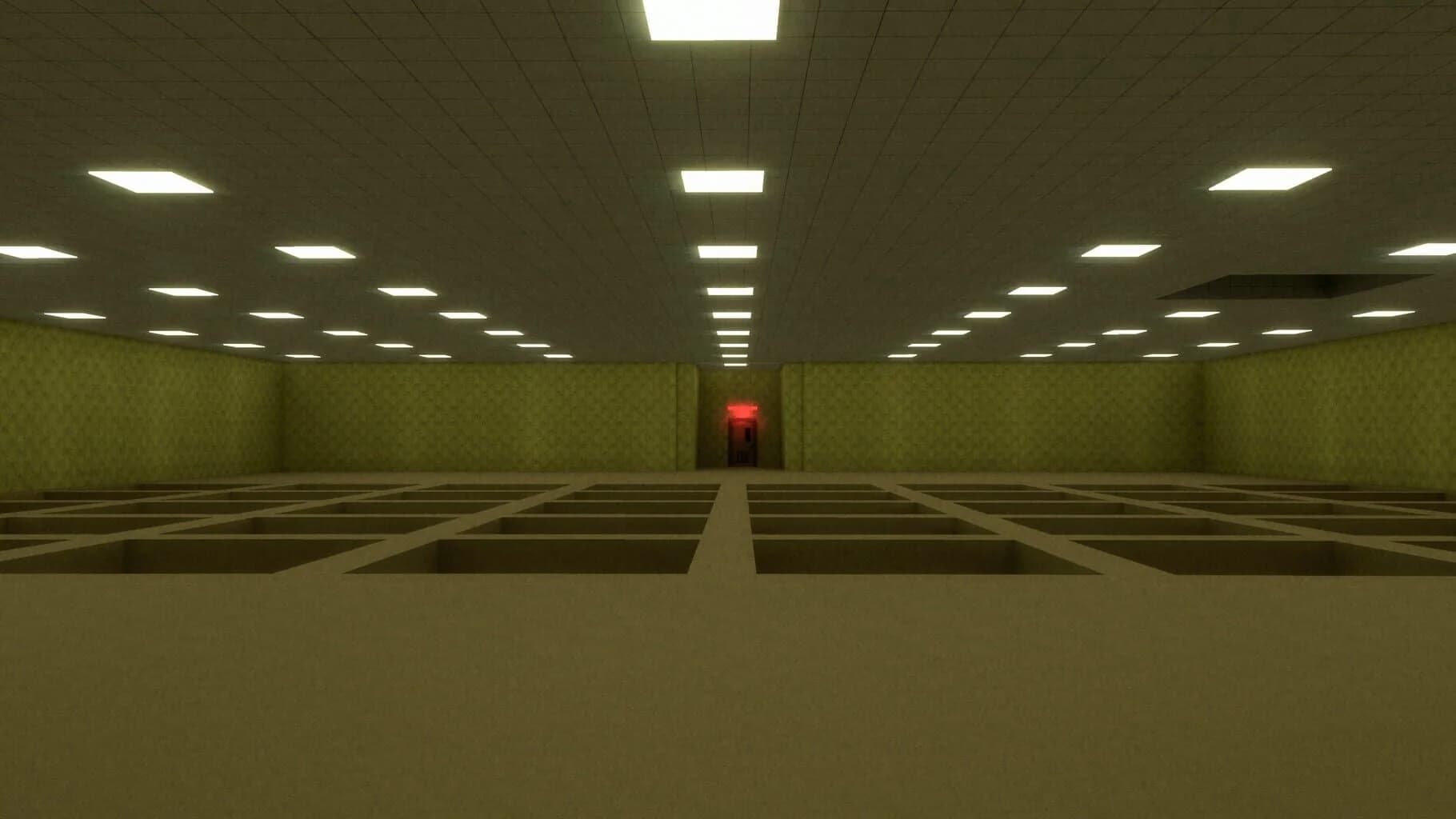 Shadowy figure lurking in the distance of a long, empty corridor