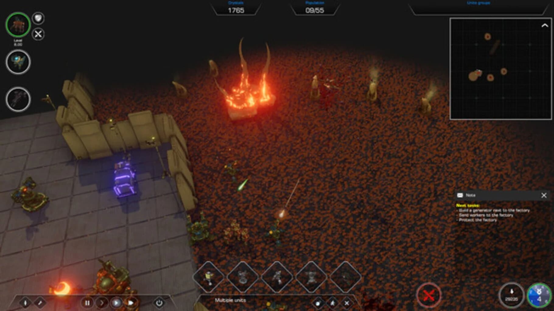 Gameplay screenshot of Grimstar's tactical combat and mining interface