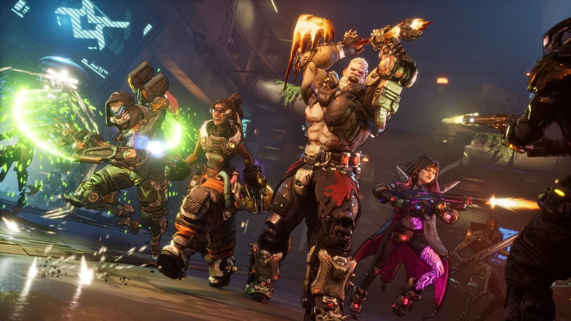 A group of Vault Hunters ready for action in Borderlands 4