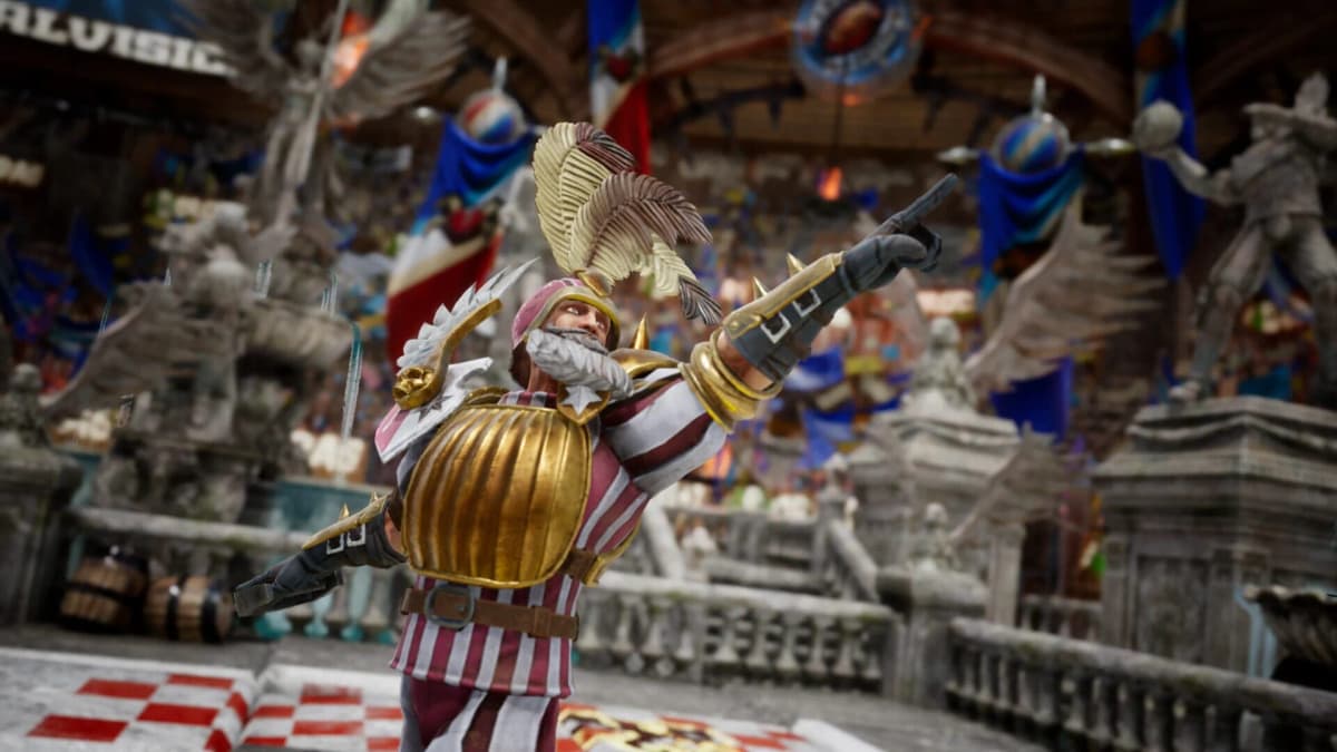 Blood Bowl 3: Close-up of a Khorne player mid-tackle.