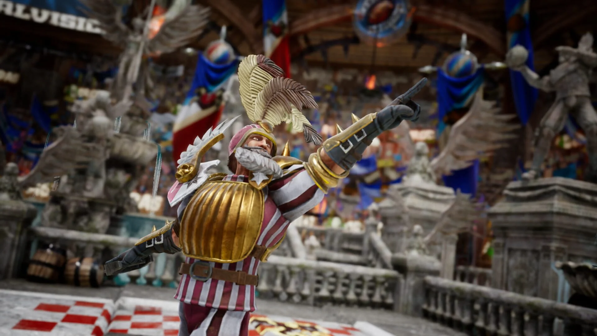 Blood Bowl 3: Close-up of a Khorne player mid-tackle.