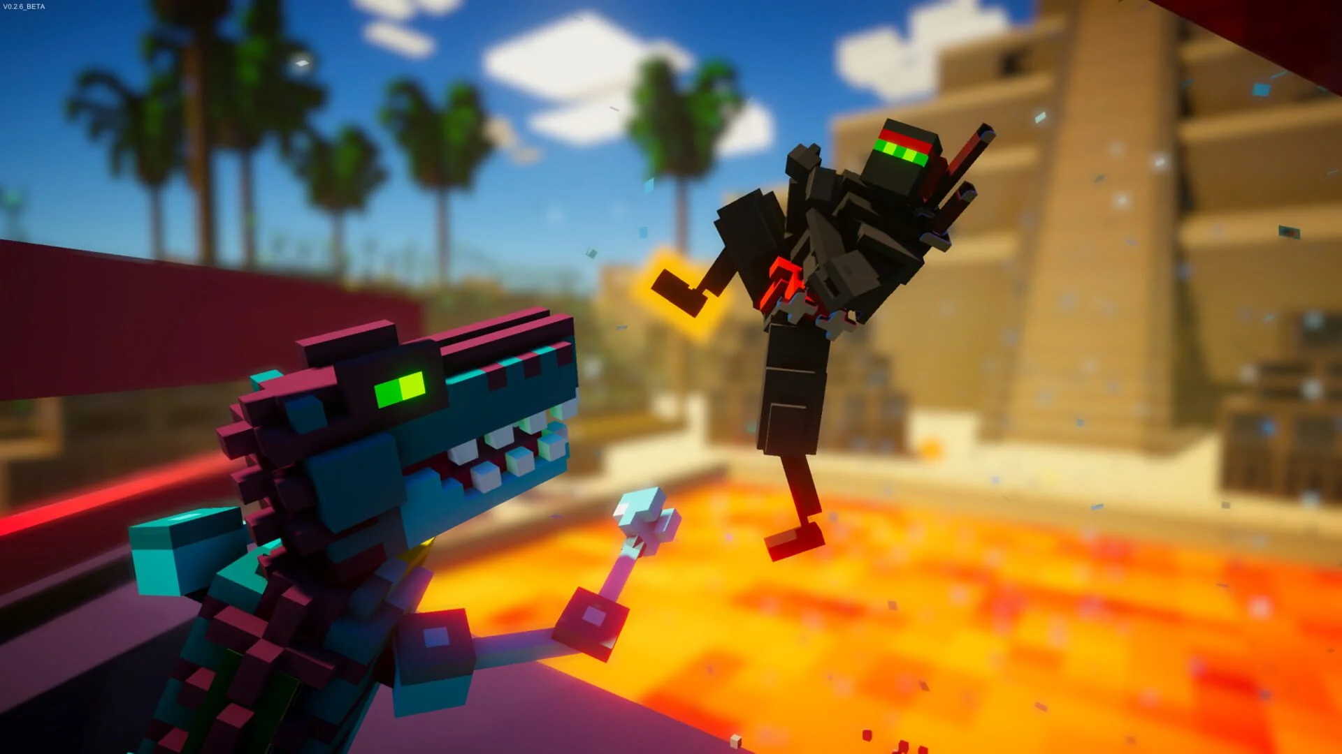 Customizable robots showing off their unique designs in the BOTSU hub area