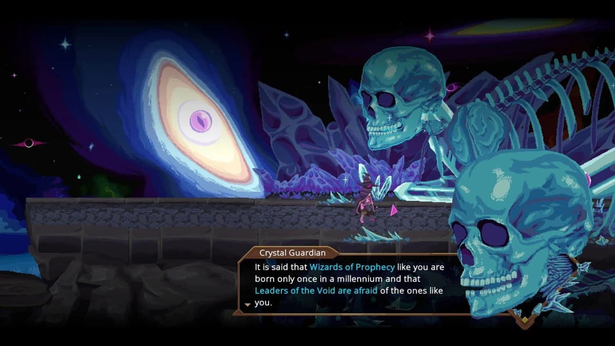 An Amazing Wizard platforming area with magical hazards and glowing obstacles