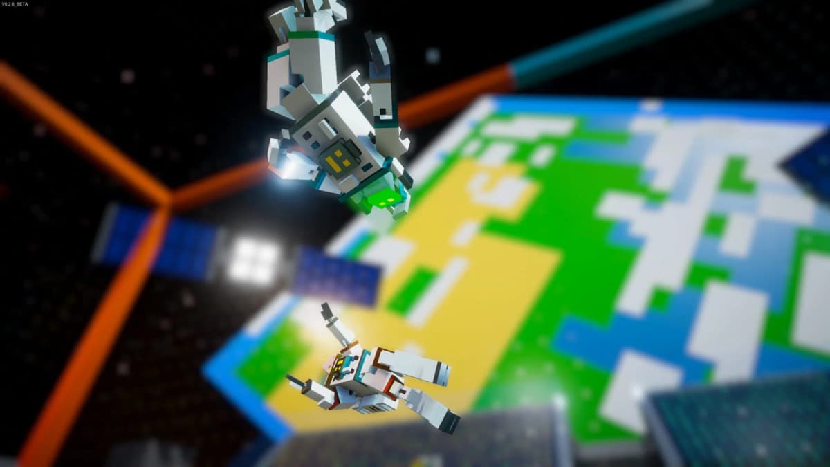 BOTSU robots sprinting, jumping and colliding mid-air in a bright arena