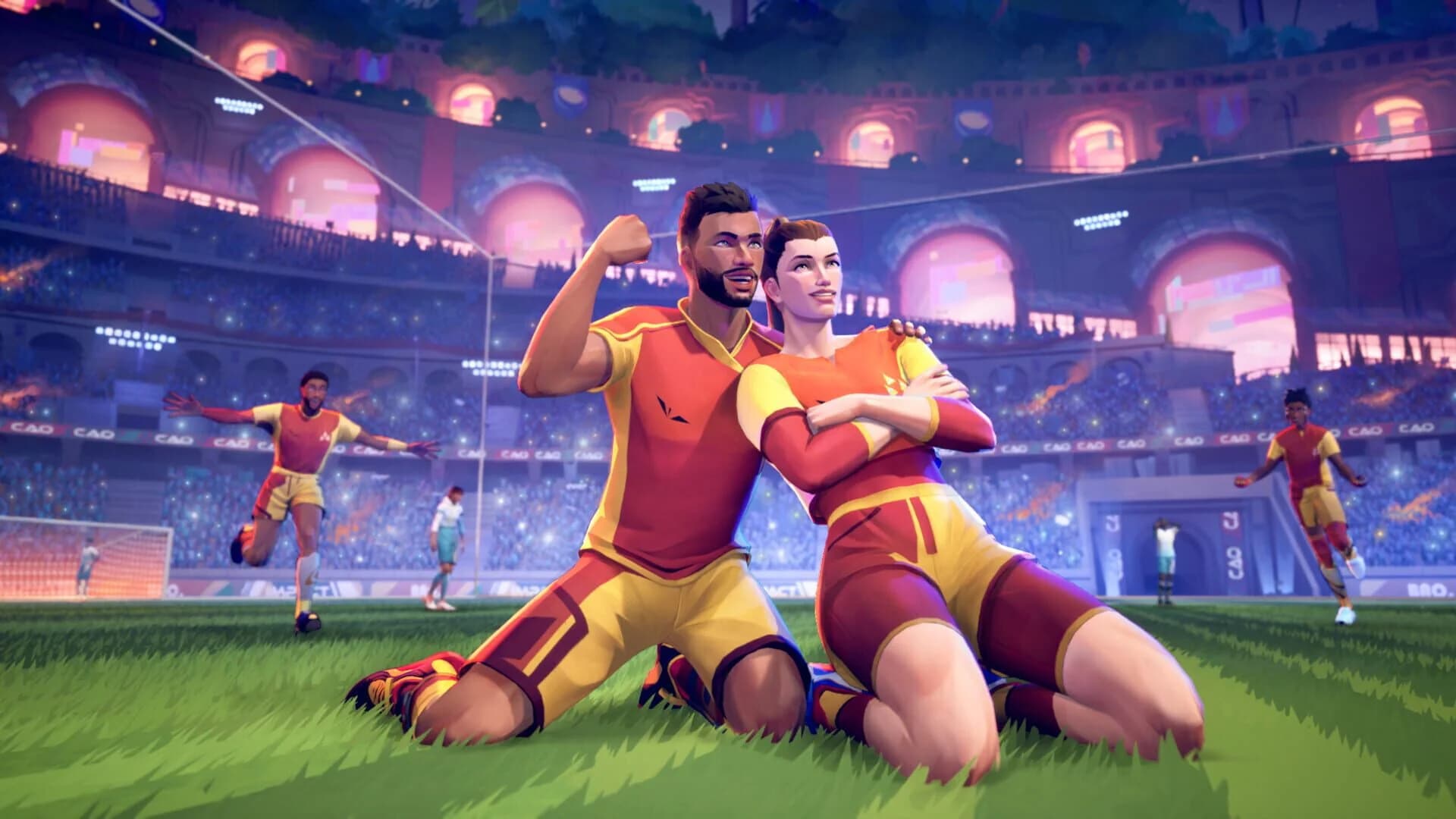 Rematch player customization - team lineup in wild, stylish outfits