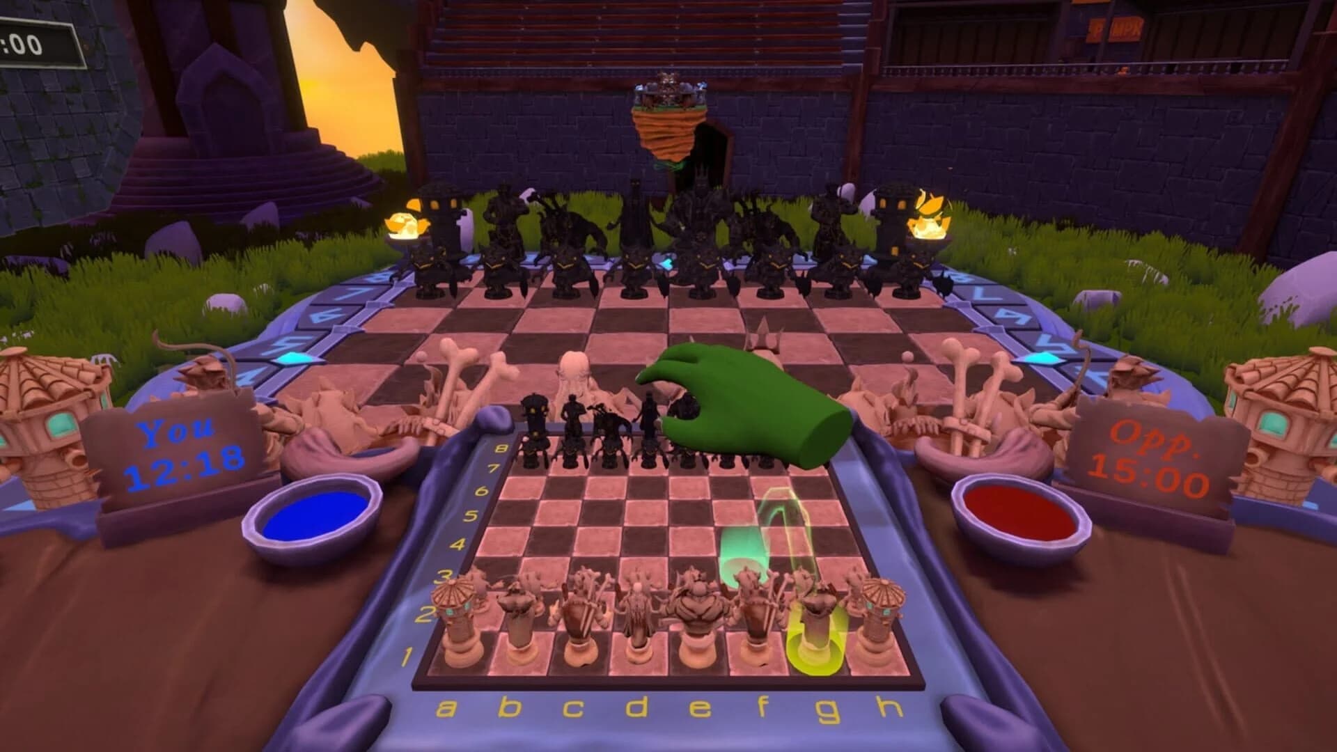 Close-up of animated knight in Merlin’s Chess VR