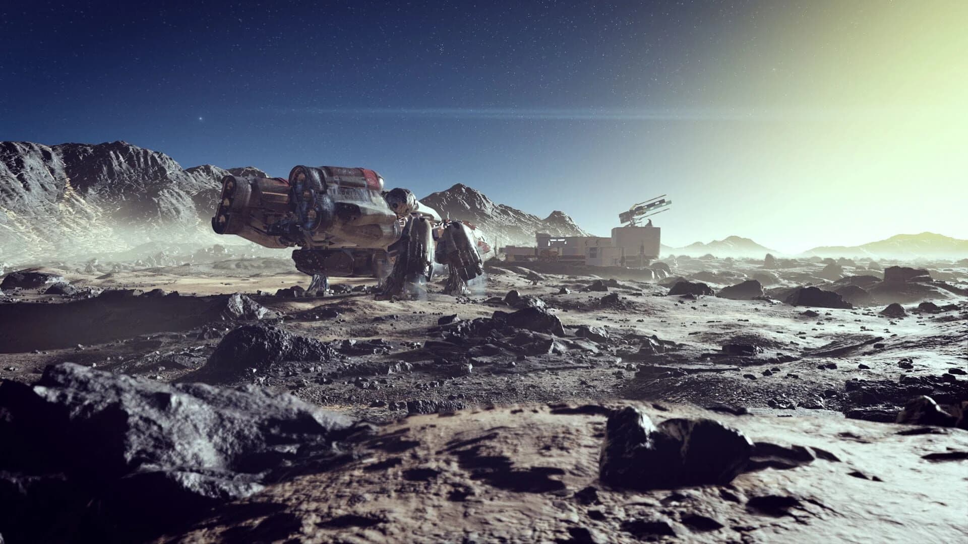 Starfield space station panorama with ultrawide view