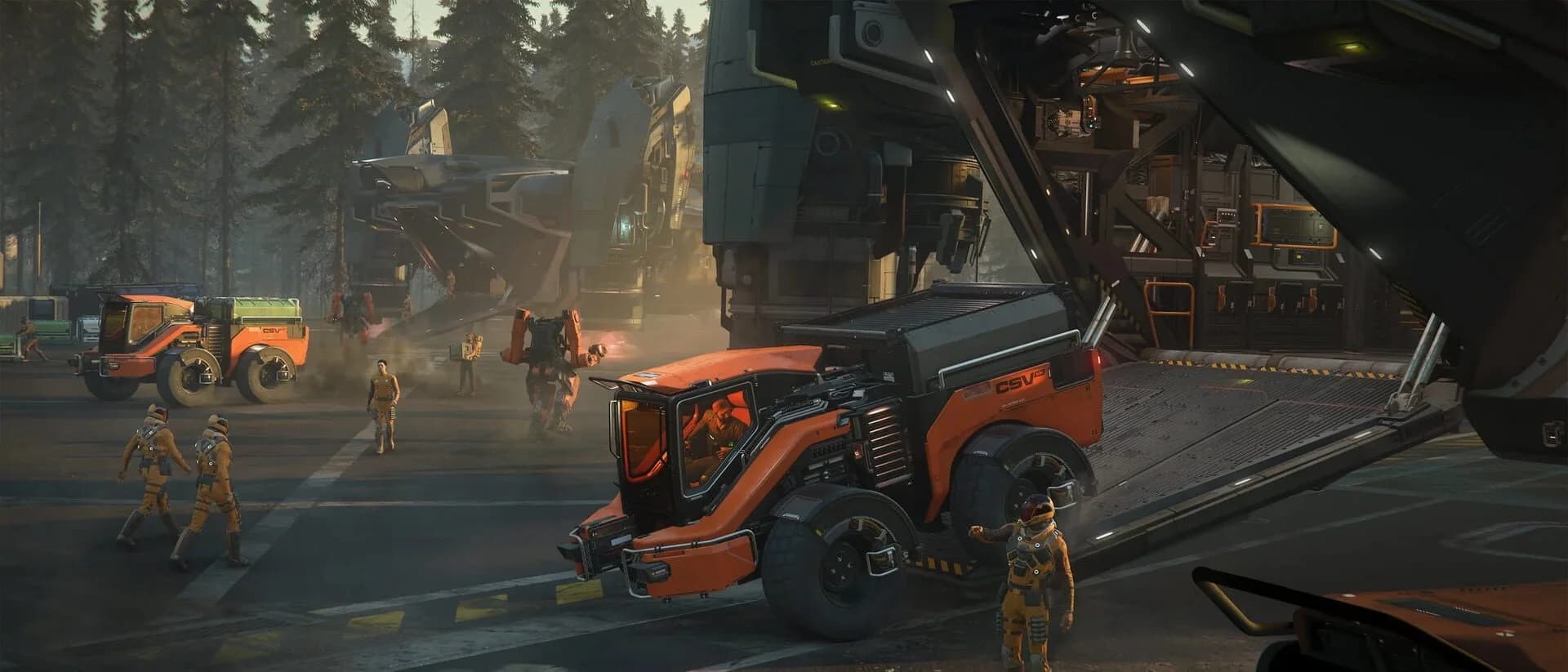 Star Citizen capital ship bridge with crew