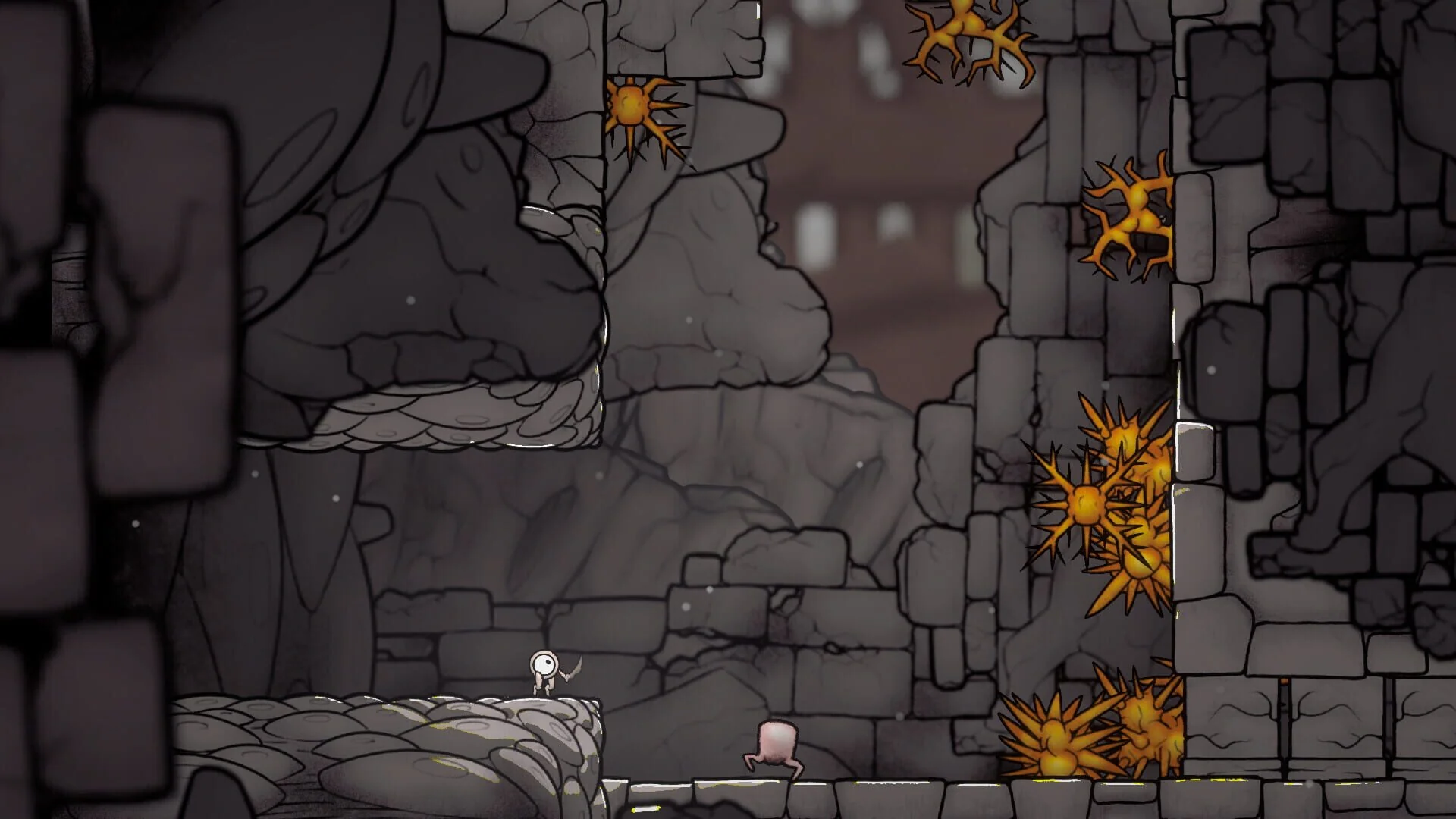 Evolvania screenshot featuring enemy encounters in a fleshy environment