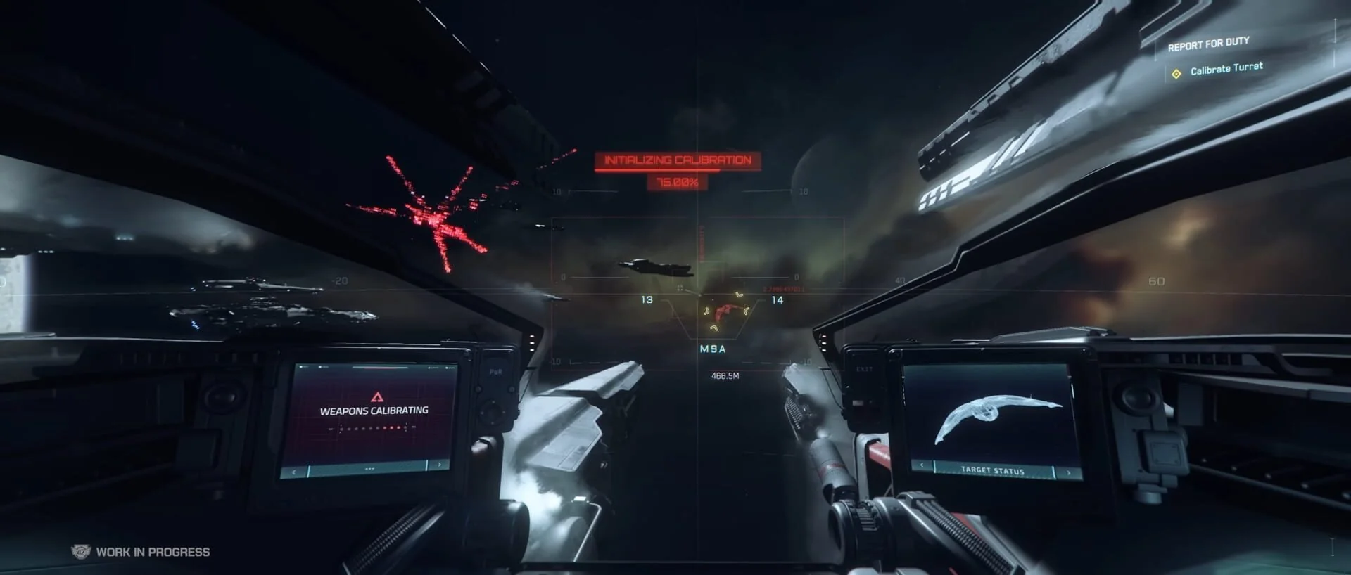Space combat gameplay in Squadron 42 with detailed ship and UI
