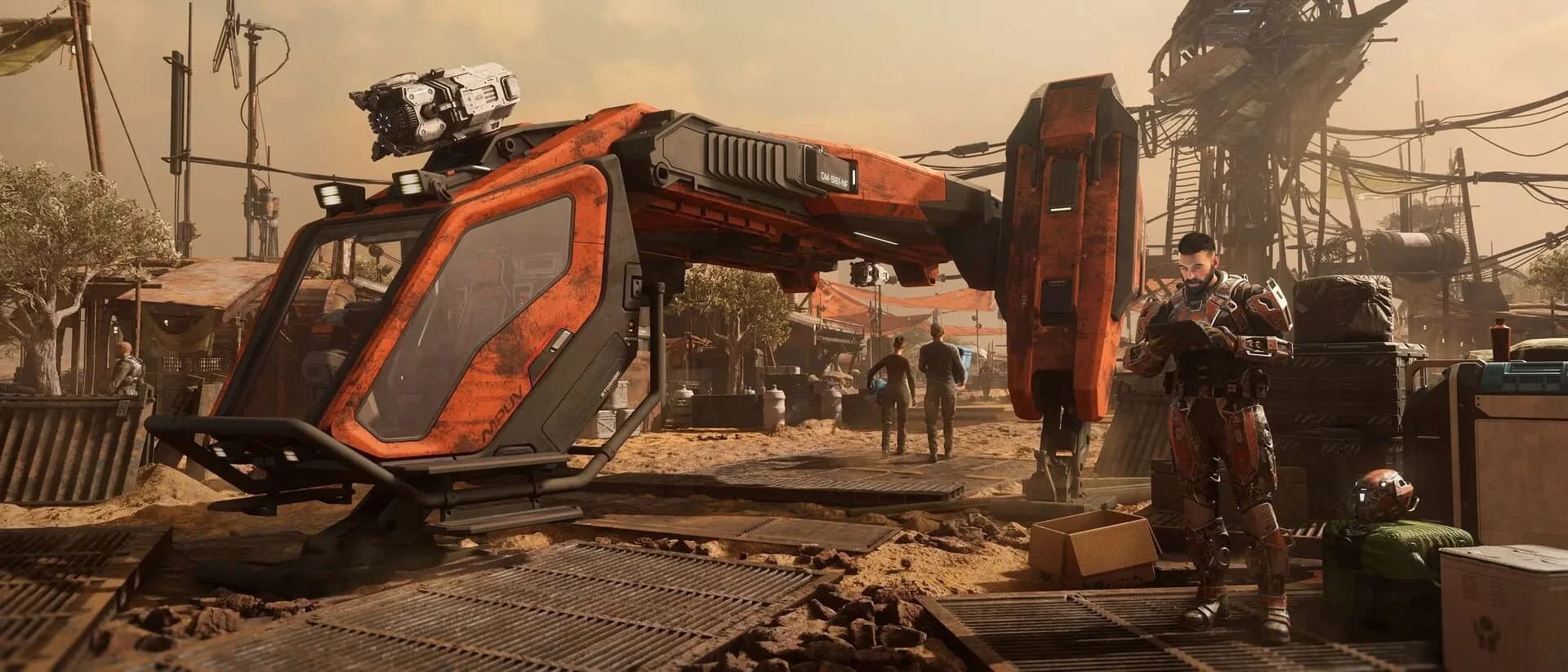 Star Citizen players exploring a futuristic city during Invictus Launch Week