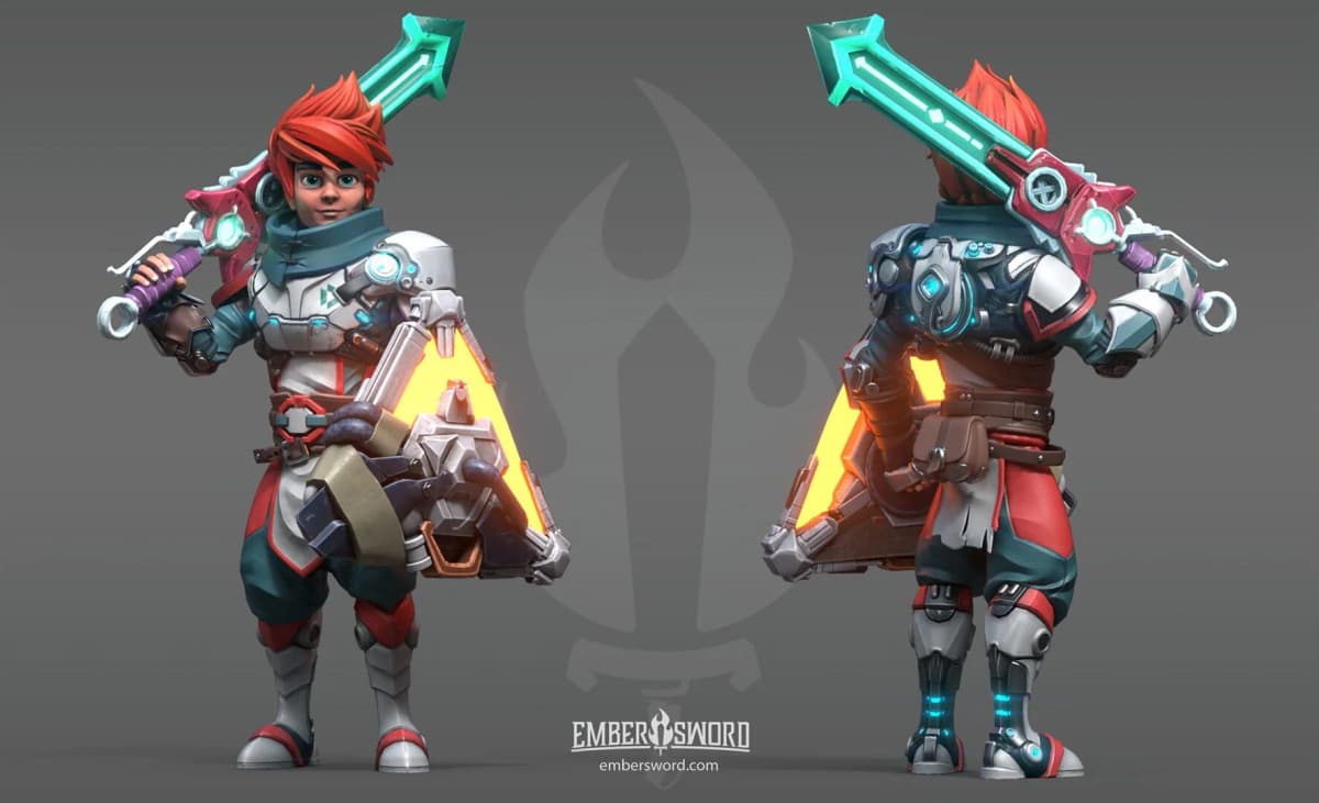 In-game screenshot of Ember Sword's PvE gameplay with multiple players fighting monsters