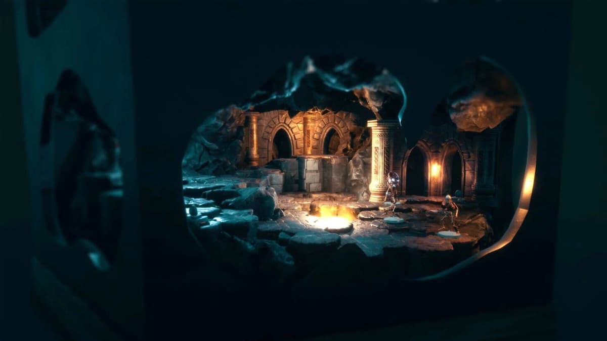 Diorama map overview showing multiple paths, bosses, and biomes