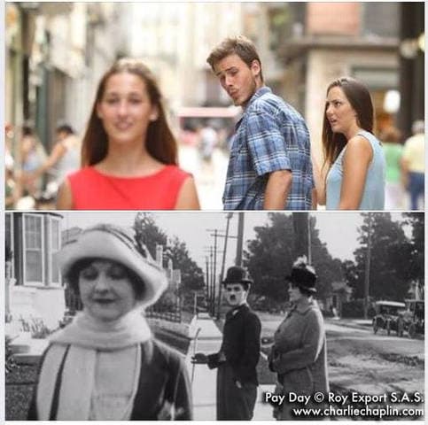 How Chaplin Inspired the “Distracted Boyfriend” Meme