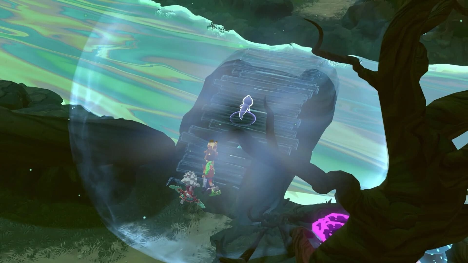 The party rests at a campfire, suggesting moments of bonding and story development.
