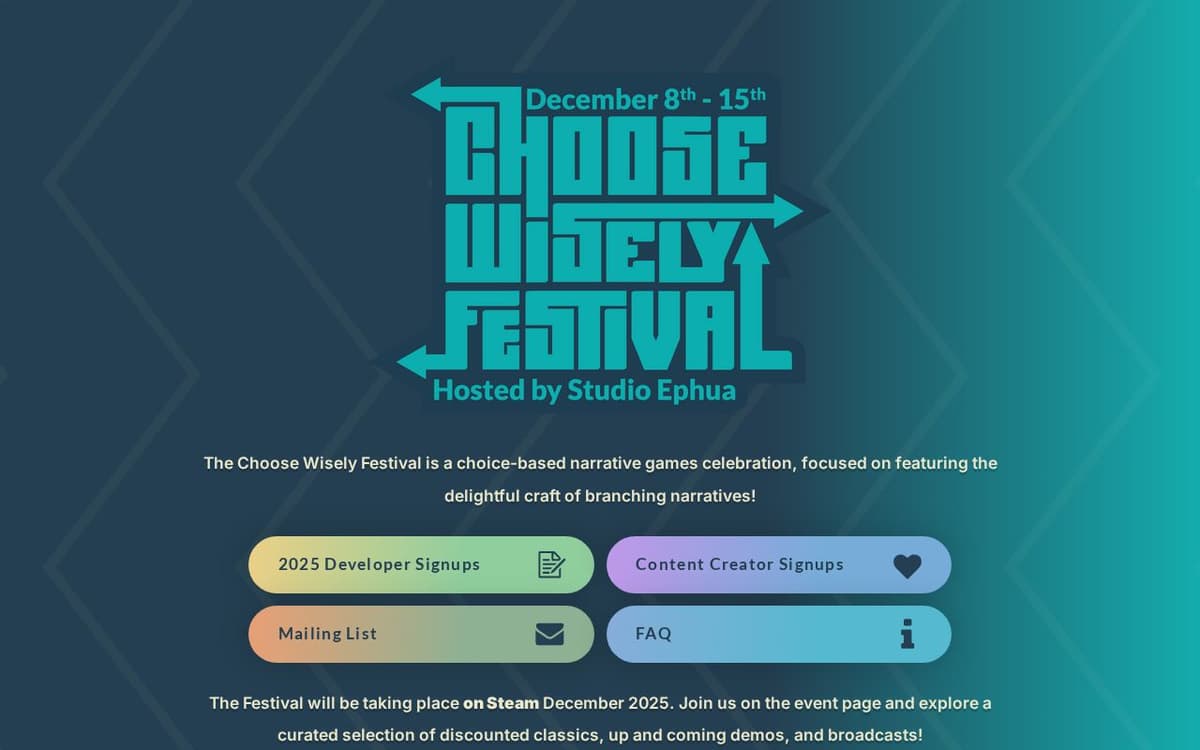 Choose Wisely Festival puts 390+ choice-driven games on Steam — here’s the real story