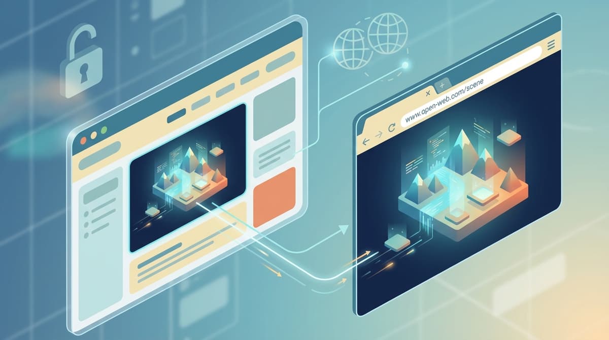 Visual showing how immersive experiences can be accessed via URL or embedded in external sites.