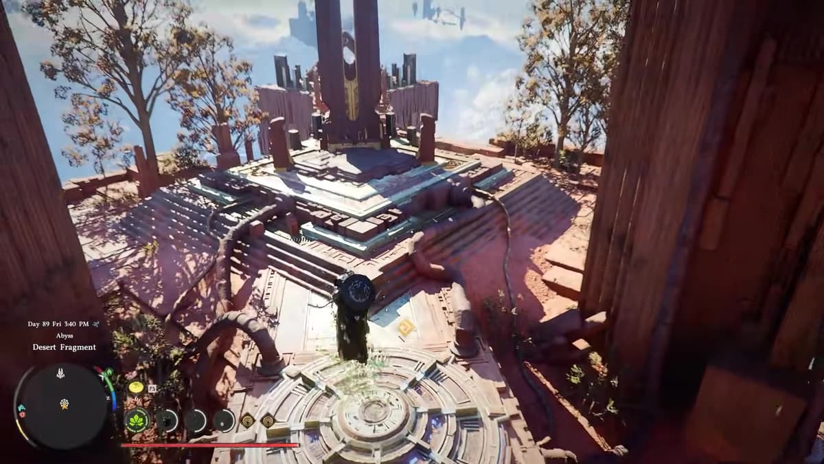 Standing on the Force Palm floor switch at the Desert Fragment altar in Crimson Desert