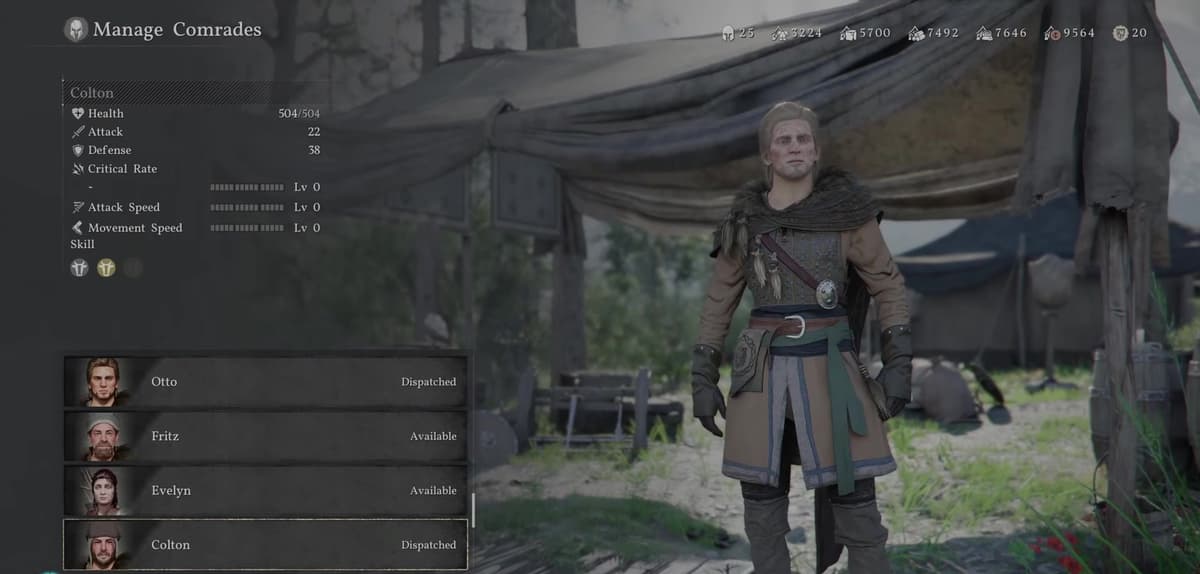Crimson Desert dispatch skill tiers showing 10%, 30% and 60% yield bonuses
