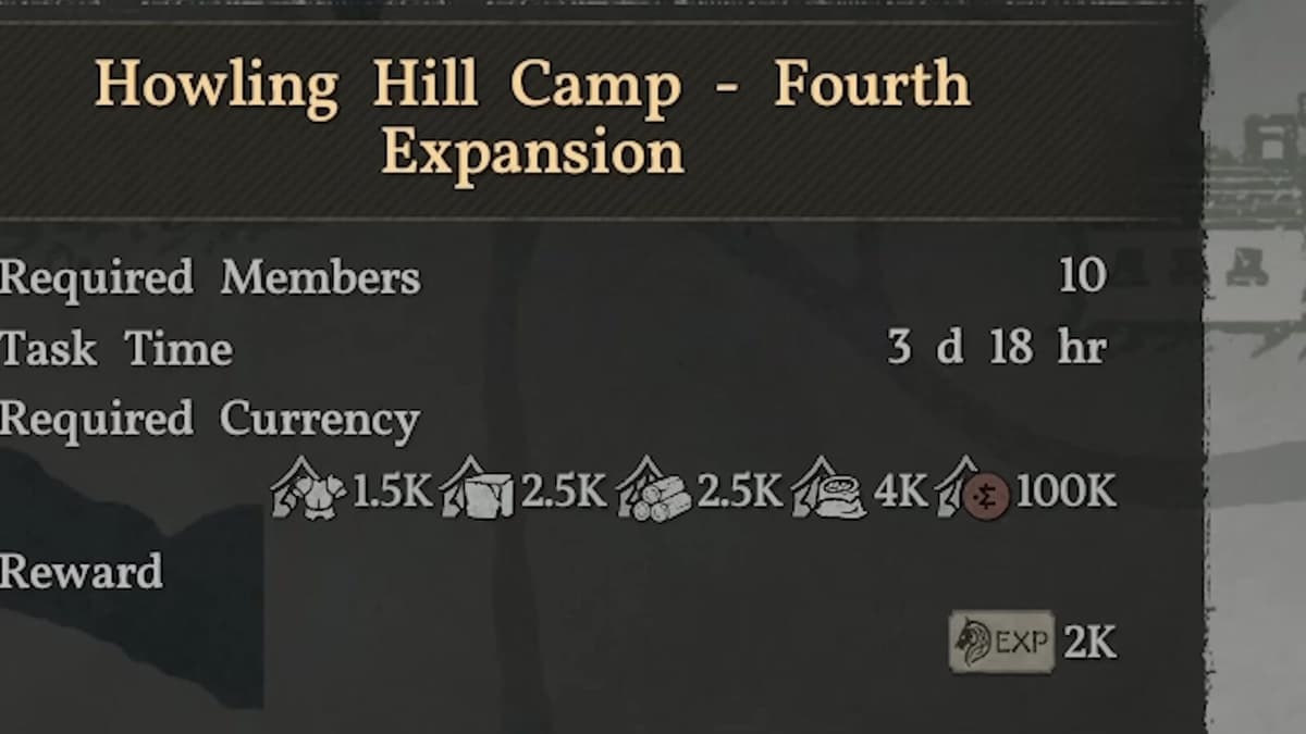 Crimson Desert Greymane Camp fourth expansion cost screen