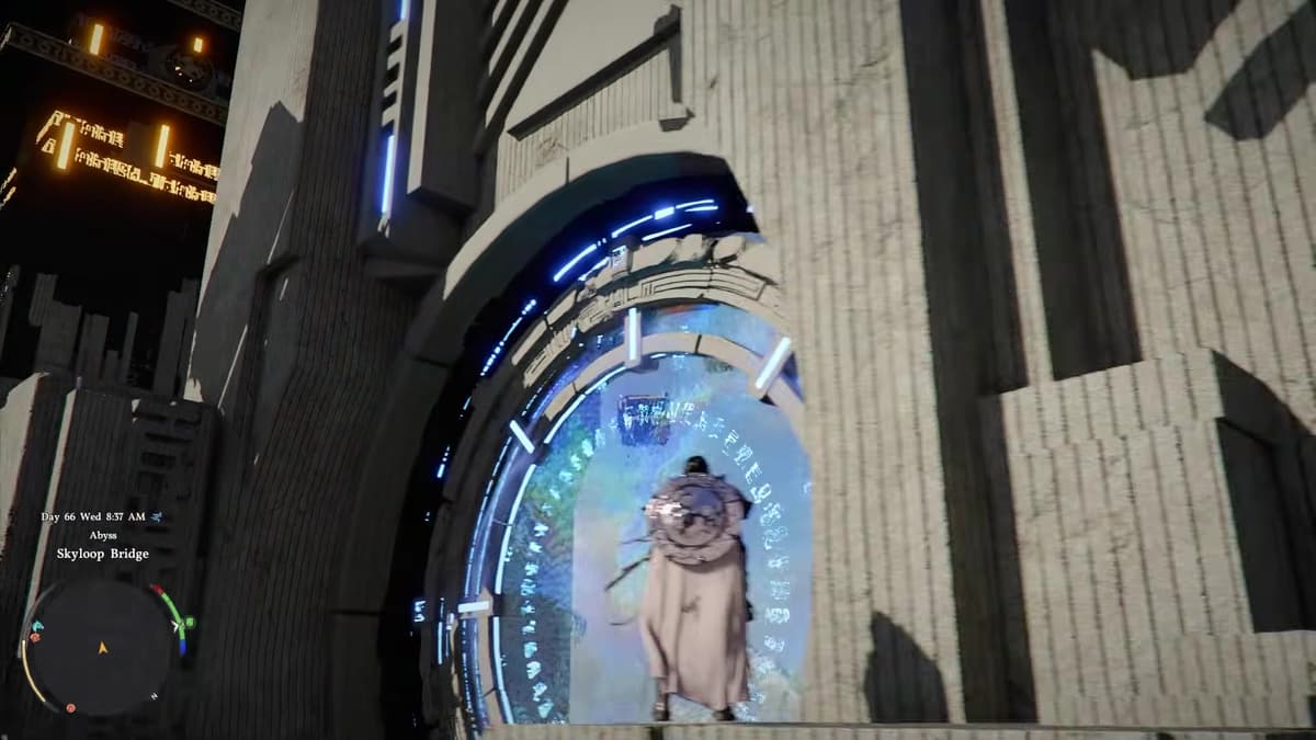 Activated Skybridge portal after completing the Skyloop Bridge Abyss challenge in Crimson Desert