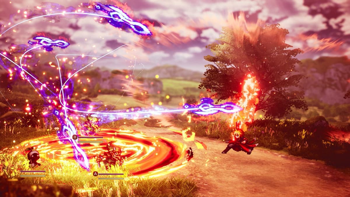 Elemental magic lights up a field battle in Final Fantasy Resonance.