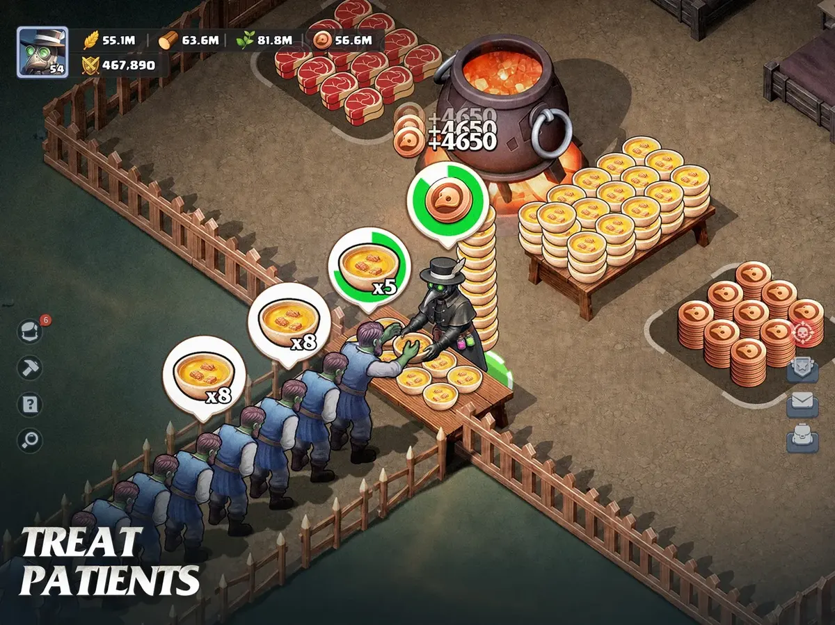 Last Asylum: Plague gameplay: patients queuing at the clinic to be treated