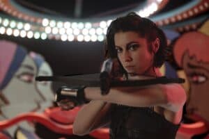 Mary Elizabeth Winstead as female superhero Huntress in Birds of Prey.