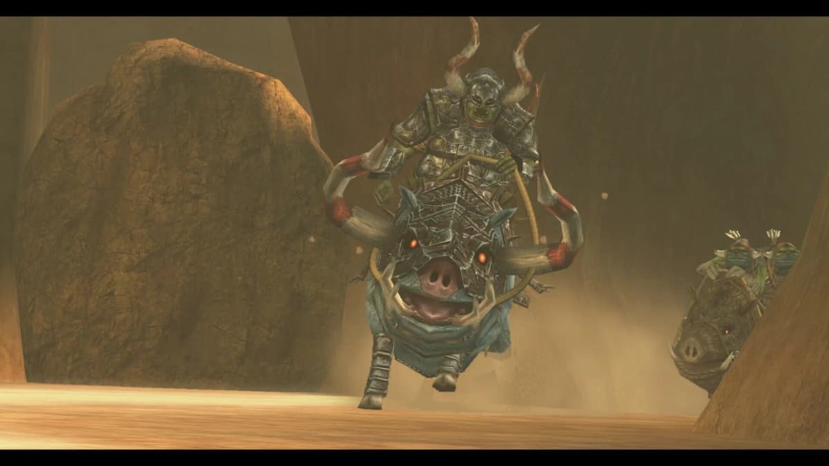 Link facing off against a boss in a Twilight Princess HD dungeon