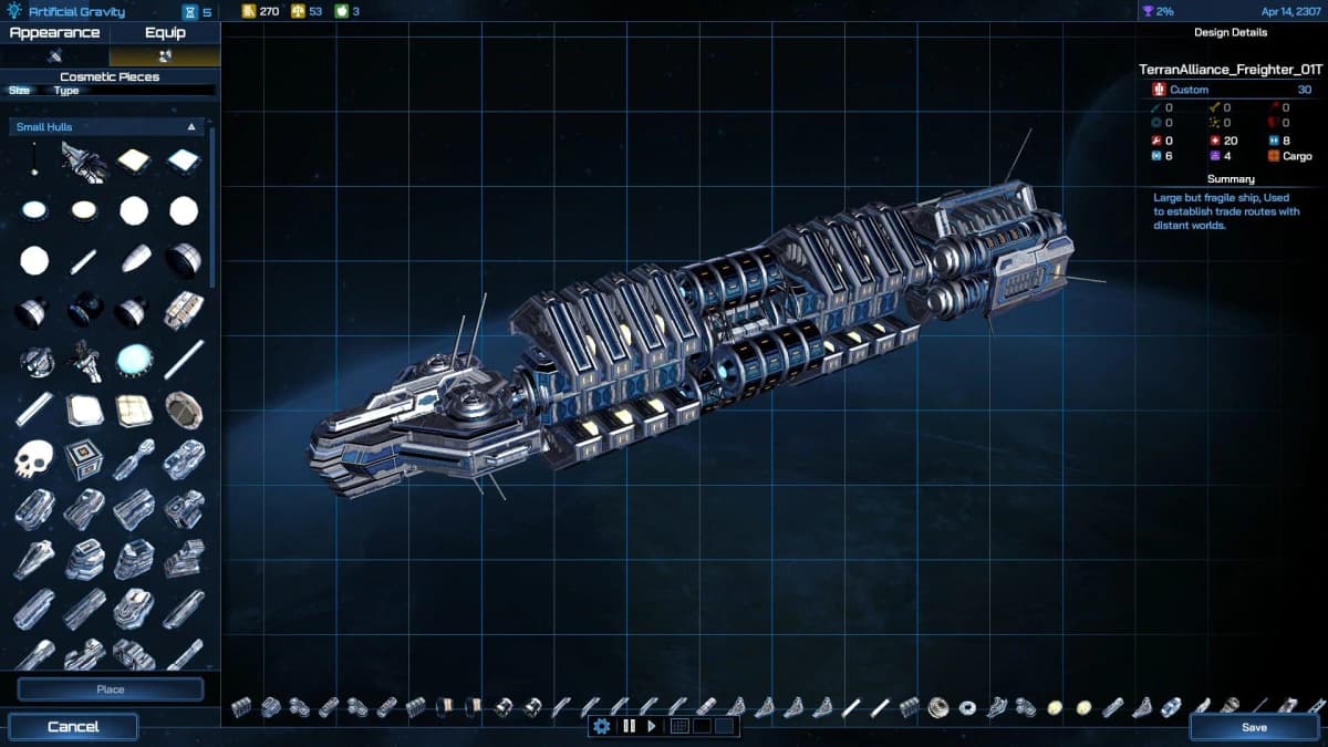 Civilization data screen in Galactic Civilizations IV, showing detailed stats