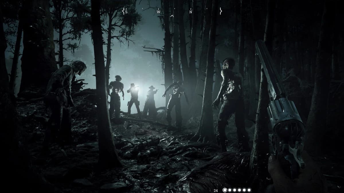 Sneaking through swampy terrain in Hunt: Showdown 1896.