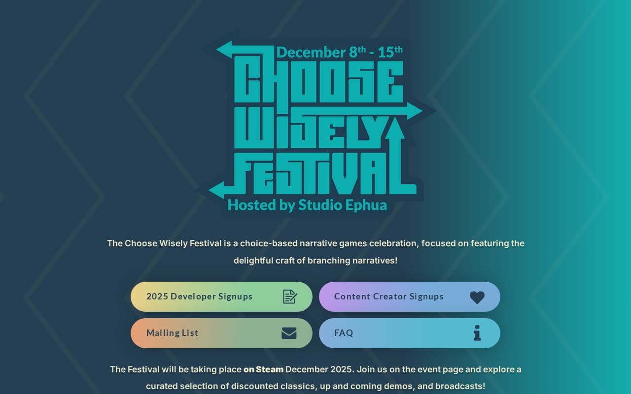 Choose Wisely Festival puts 390+ choice-driven games on Steam — here’s the real story