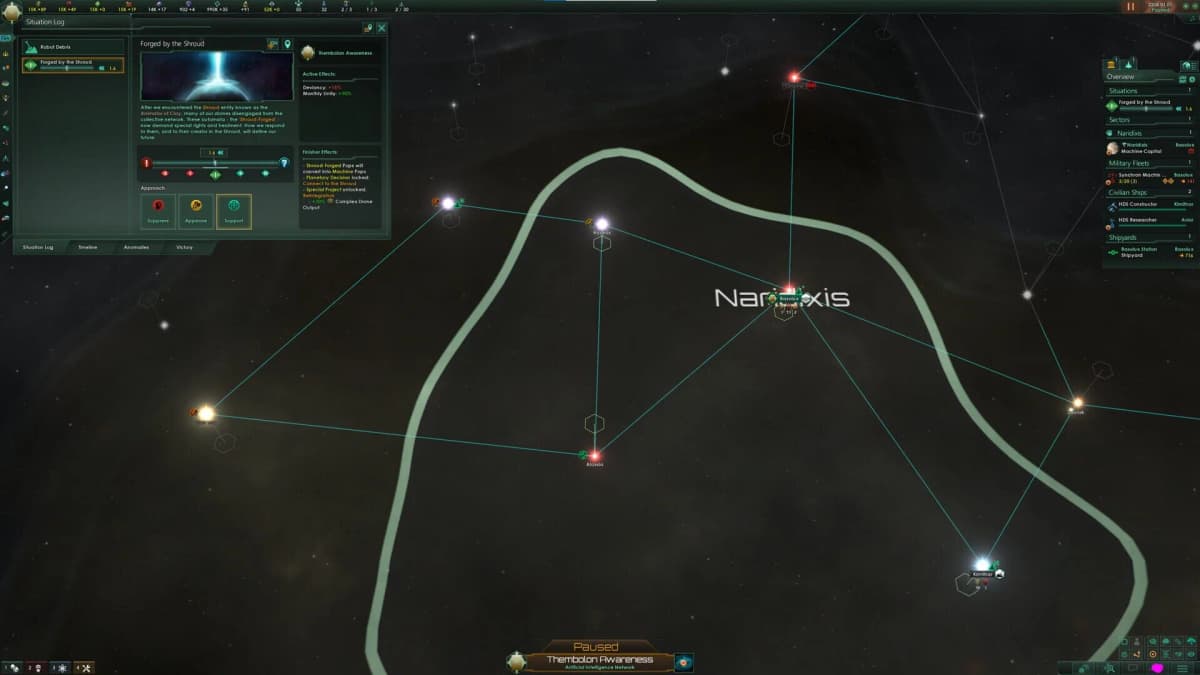 Screenshot from Stellaris: Shadows of the Shroud