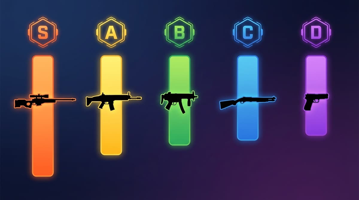 Diagram representing a weapon DPS and tier ranking concept