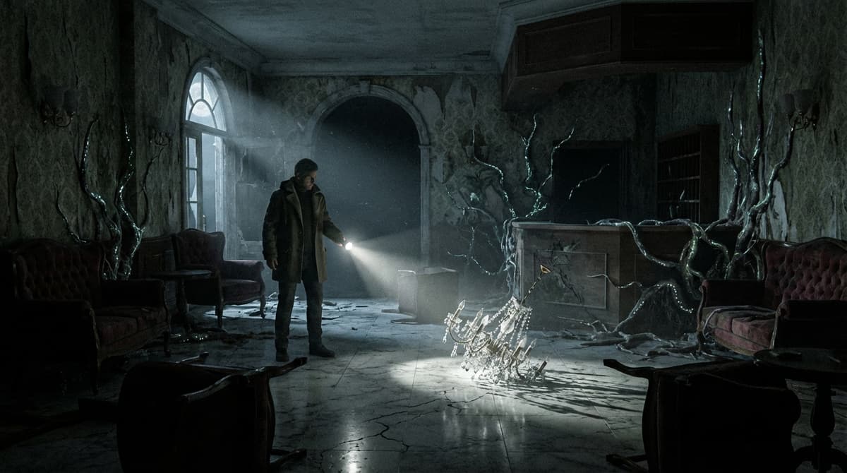 The eerie Wrenwood Hotel-style environment highlighting the game’s exploration and atmosphere.