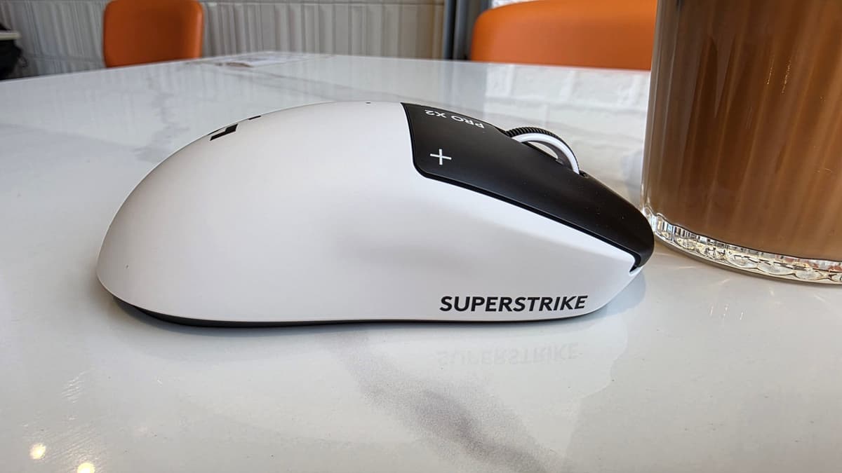 Logitech G Pro X2 Superstrike top view showing symmetrical shell design