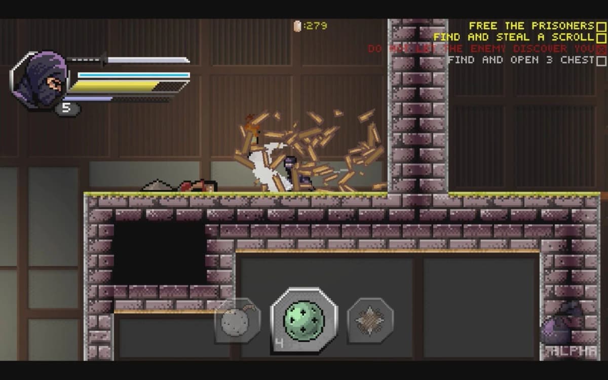 Screenshot from Pixel Shinobi: Nine demons of Mamoru