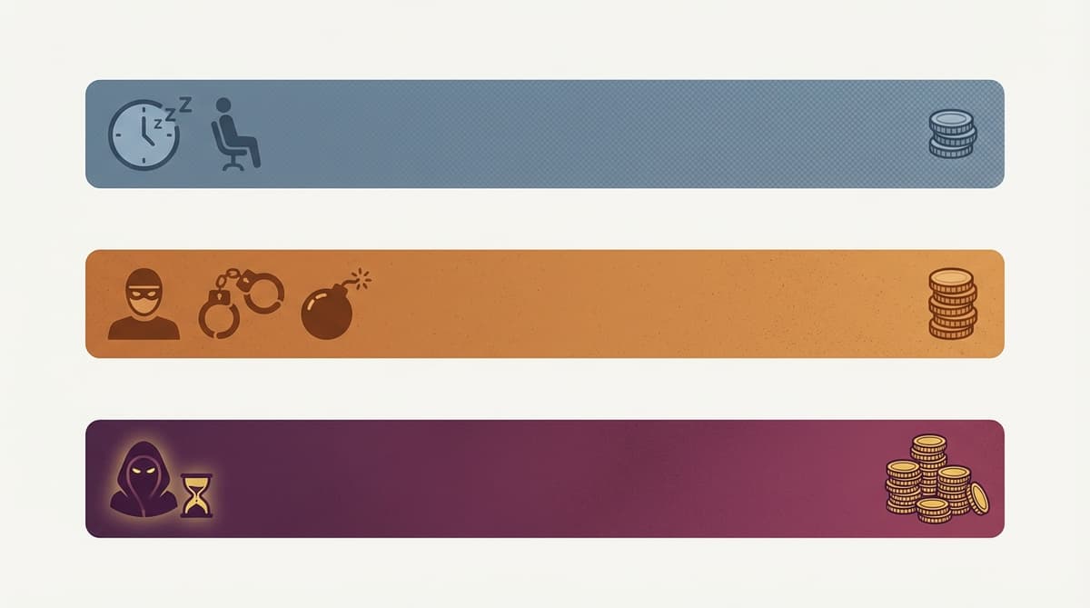 Simple visual comparison of AFK, criminal/bomb, and Time Wraith XP contributions.